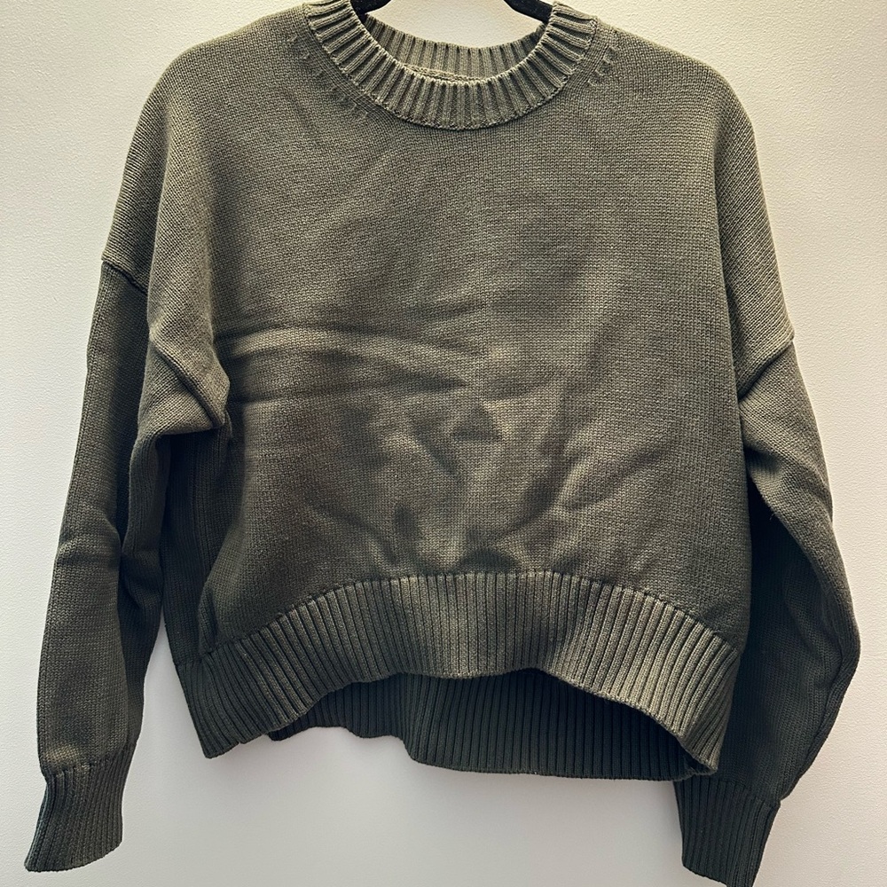 Quince Sage Green Crew Neck Sweater